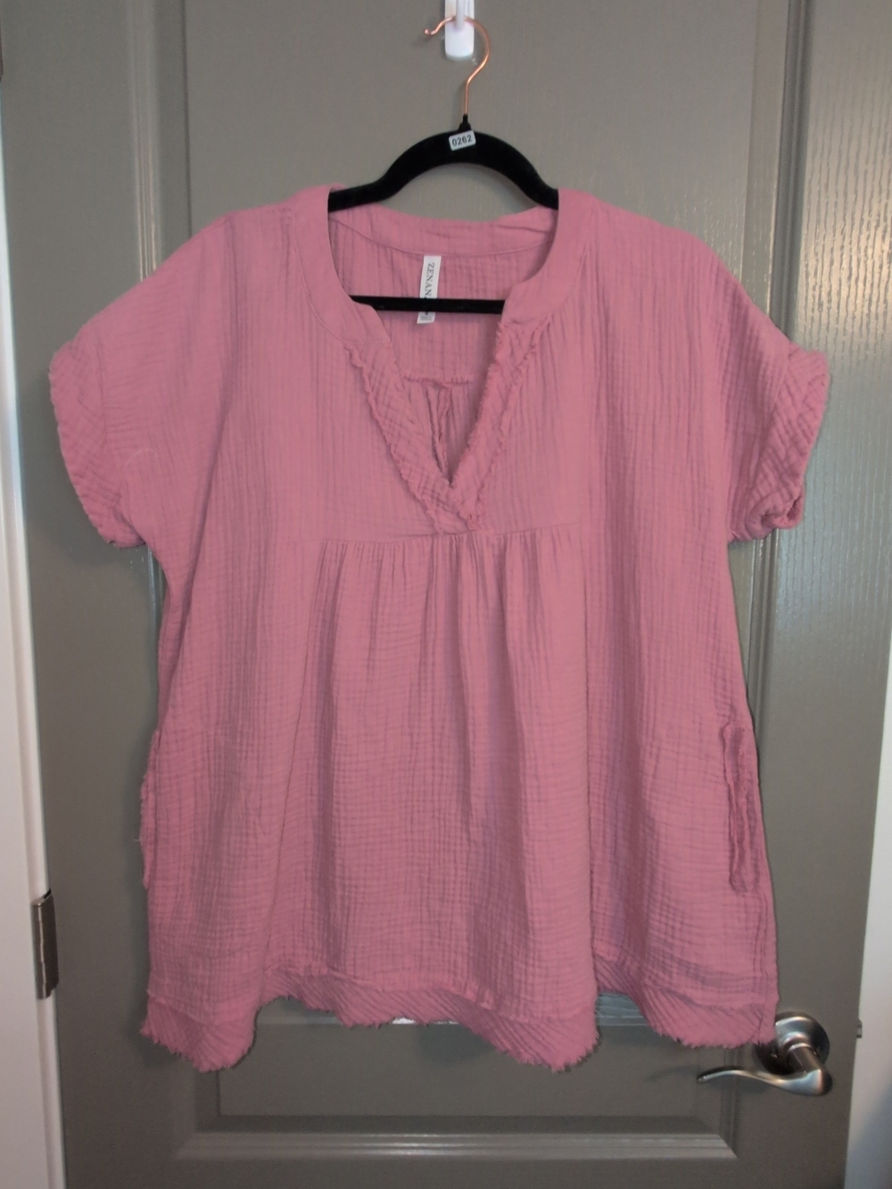 Pink Lightweight Oversized Gauze Tunic Top
